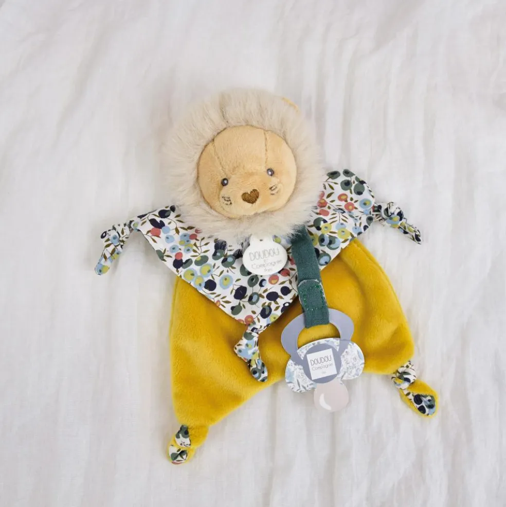 Doudou attache-sucette Boh'aime Lion (20 cm)