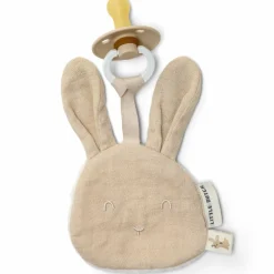 Doudou attache-tétine en gaze de coton Lapin