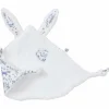 Doudou lapin petit cœur forêt et microfibre blanc