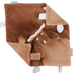 Doudou marionnette Tricéraptos Ops en veloudoux cannelle (27 cm)