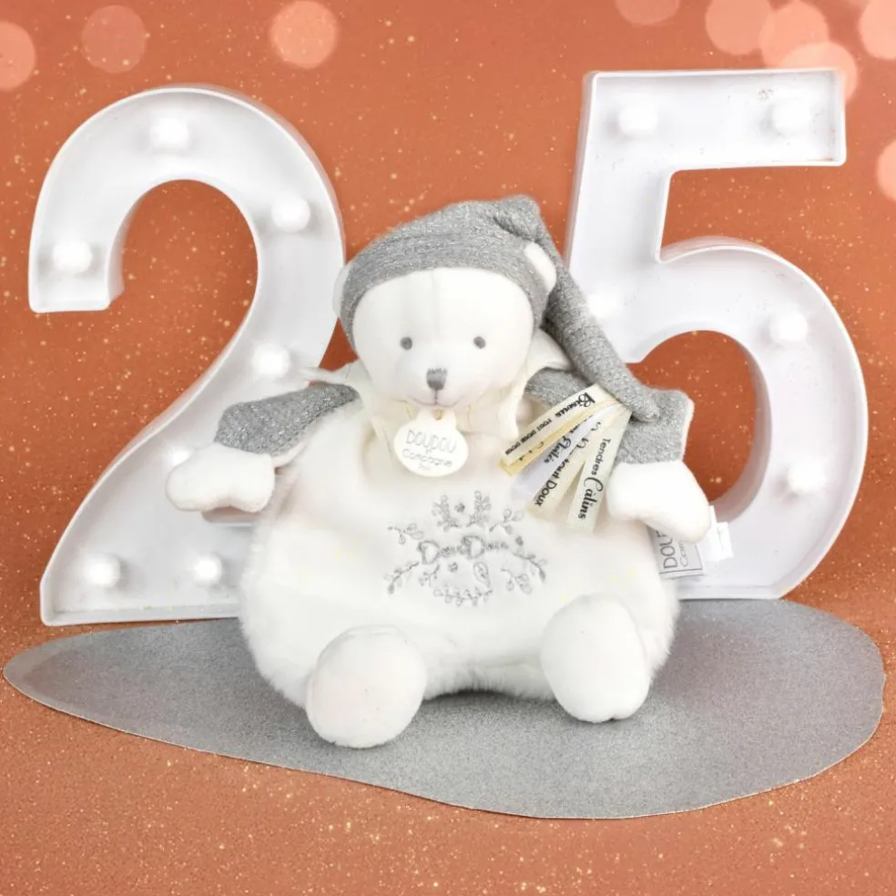 Doudou Ours cape Argent (25 cm)