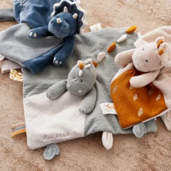 Doudou plat attache sucette Ops le tricératops TSO