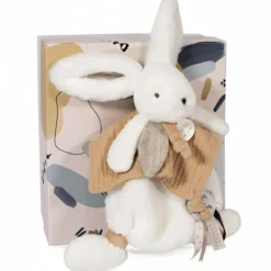 Doudou plat avec coffret lapin beige Happy Wild