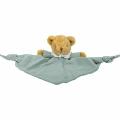 Doudou plat avec hochet Ours Celadon