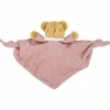 Doudou plat avec hochet Ours Vieux Rose