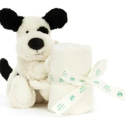 Doudou plat Bashful Chien noir et crème (34 cm)