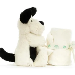 Doudou plat Bashful Chien noir et crème (34 cm)