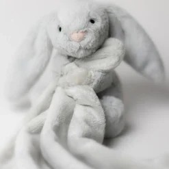 Doudou plat Bashful Lapin Silver (34 cm)