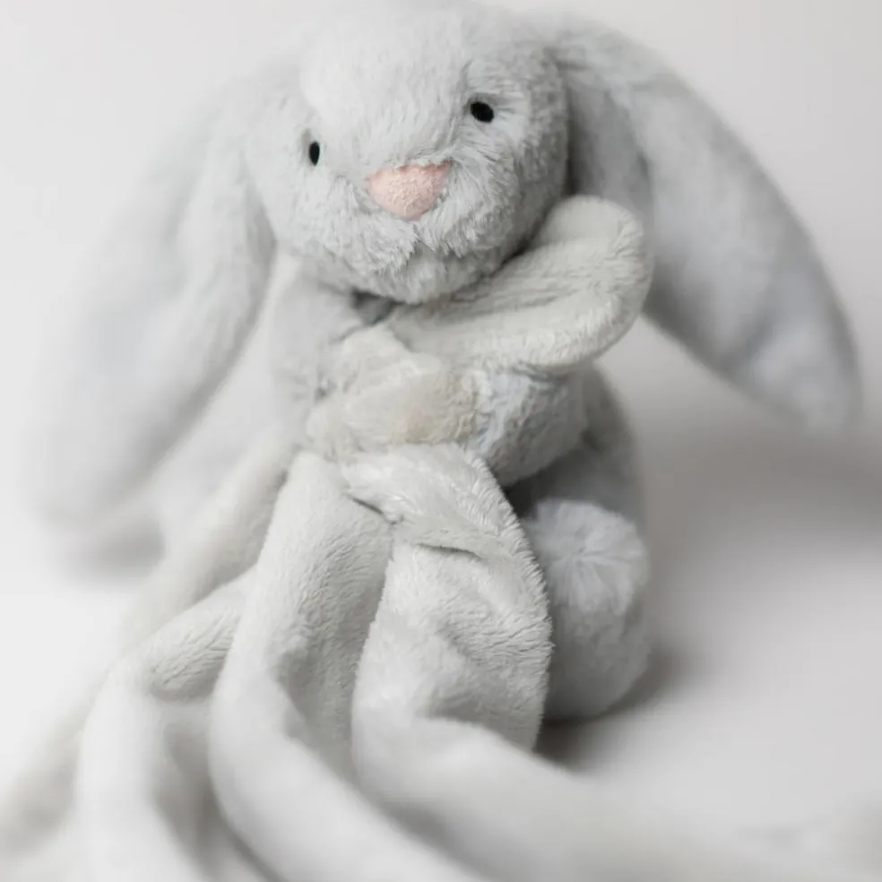 Doudou plat Bashful Lapin Silver (34 cm)