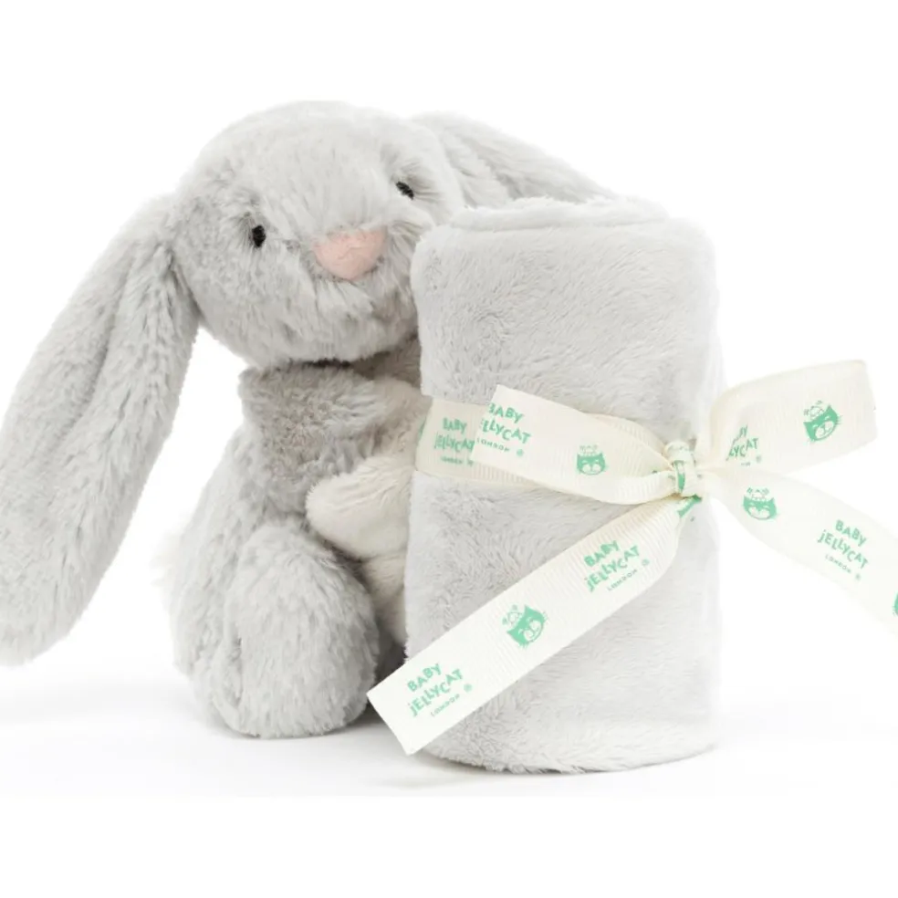 Doudou plat Bashful Lapin Silver (34 cm)