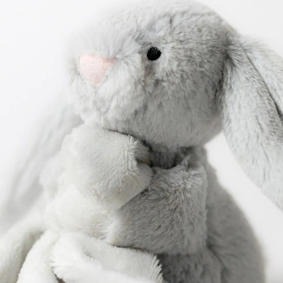 Doudou plat Bashful Lapin Silver (34 cm)