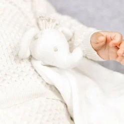 Doudou plat en coton bio éléphant (30 x 30 cm)