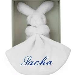 Doudou plat lapin bleu (personnalisable)
