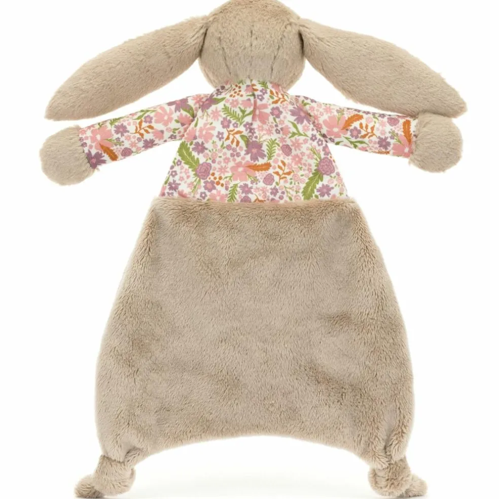 Doudou plat Lapin en fleurs Beige