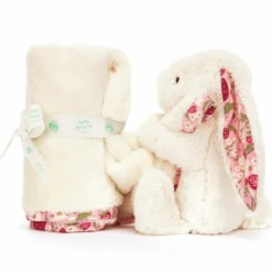 Doudou plat Lapin en fleurs Cream