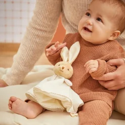 Doudou plat Lapin rond crème