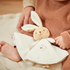 Doudou plat Lapin rond crème