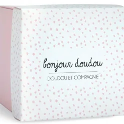 Doudou plat lapin rose J'aime mon doudou