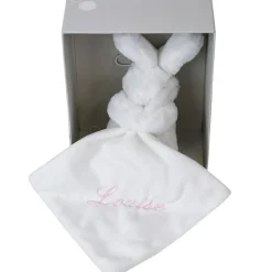 Doudou plat lapin rose (personnalisable)