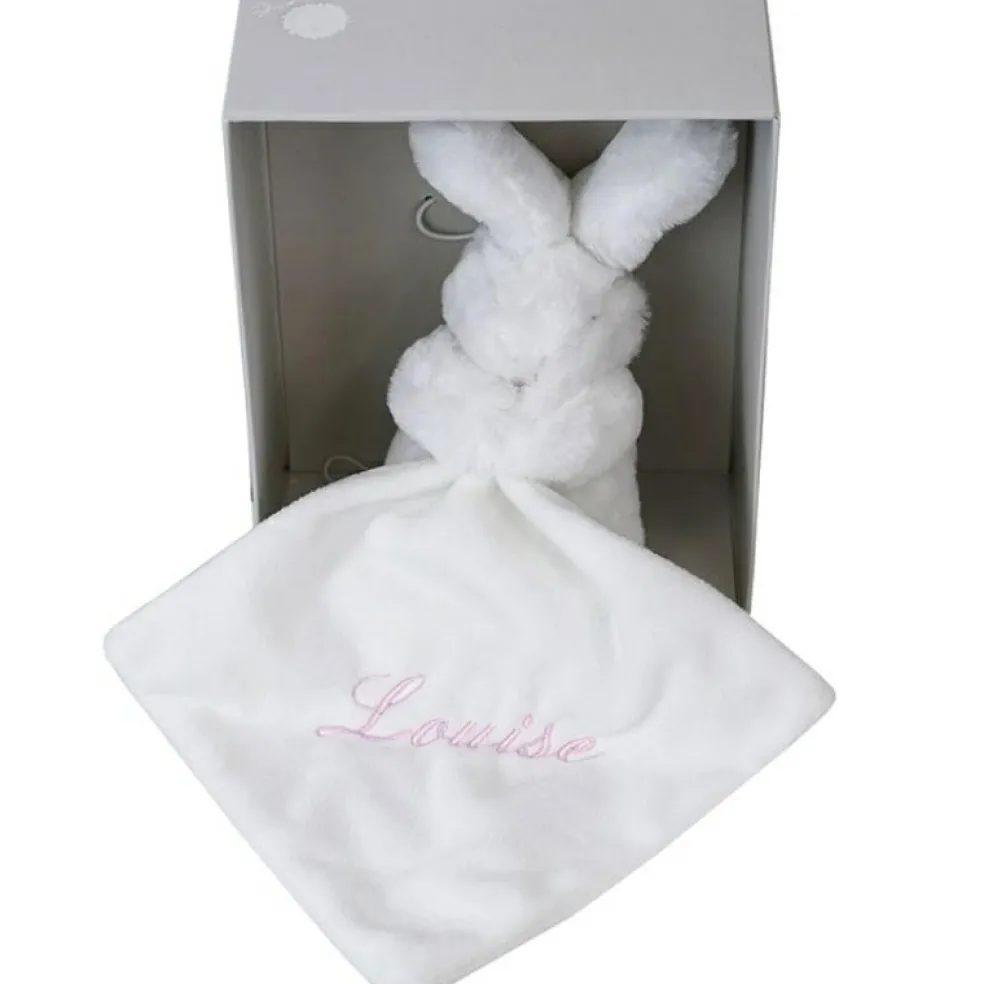 Doudou plat lapin rose (personnalisable)