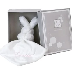 Doudou plat lapin rose (personnalisable)