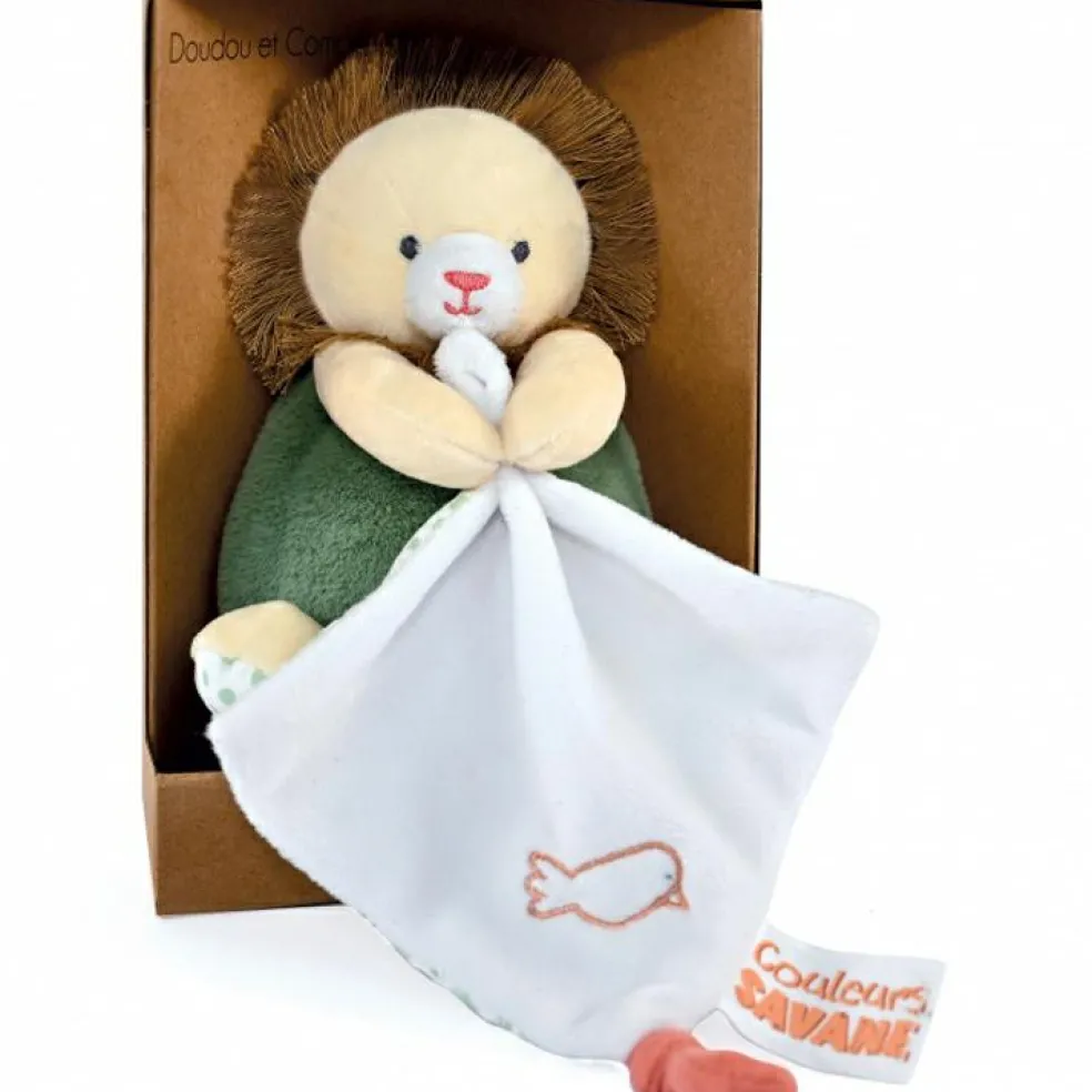 Doudou plat pantin Lion Couleurs savane (15 cm)