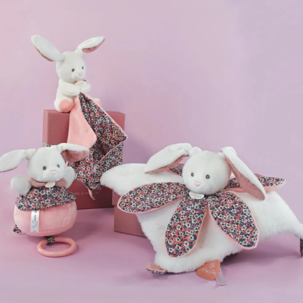 Doudou plat pétale Lapin Boh'aime (27 cm)