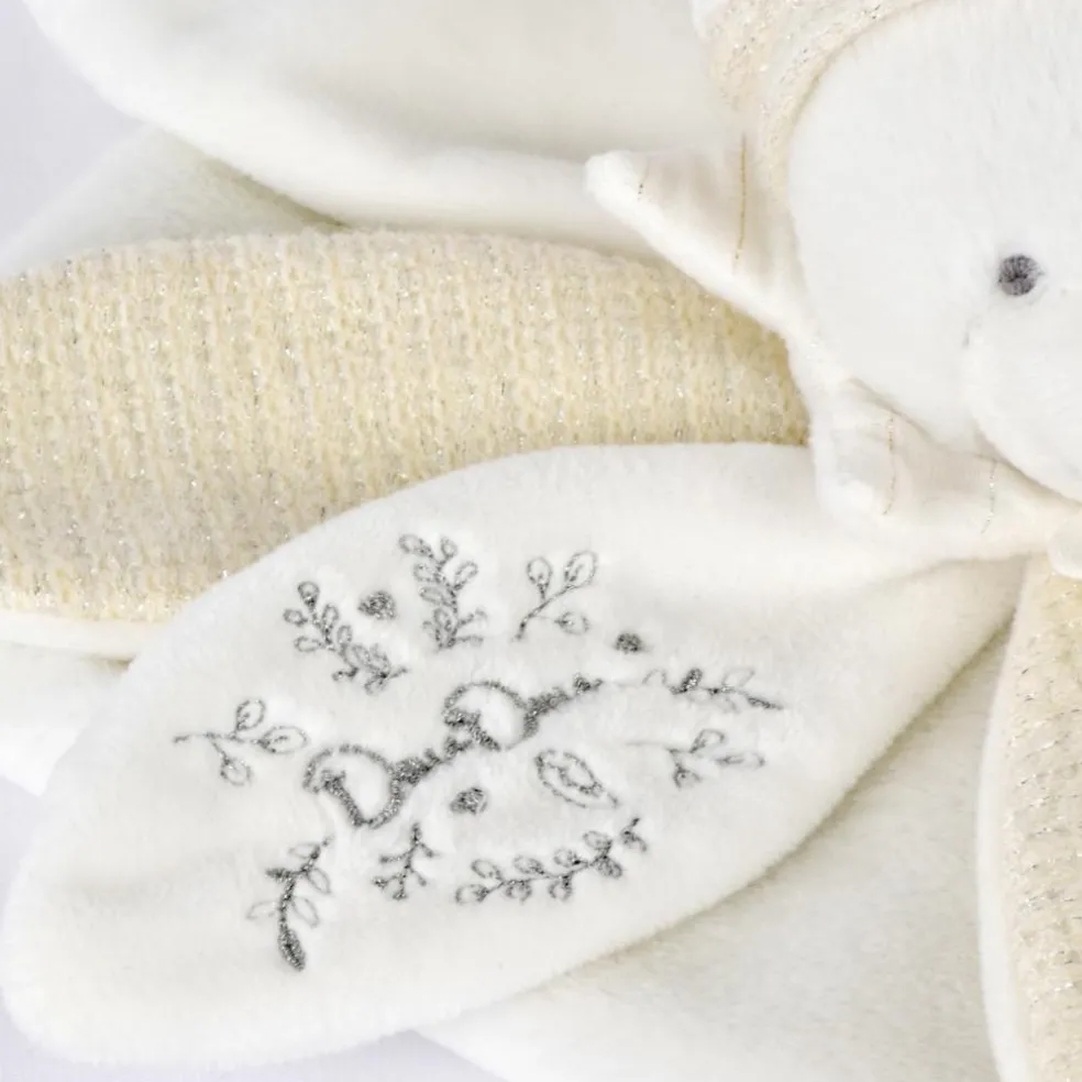 Doudou plat pétales Ours Blanc (25 cm)