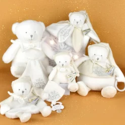 Doudou plat pétales Ours Blanc (25 cm)