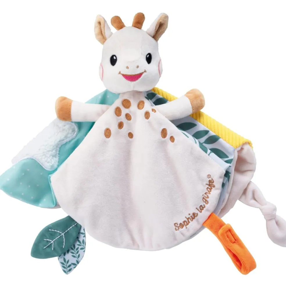Doudou plat Sophie la girafe avec attache sucette