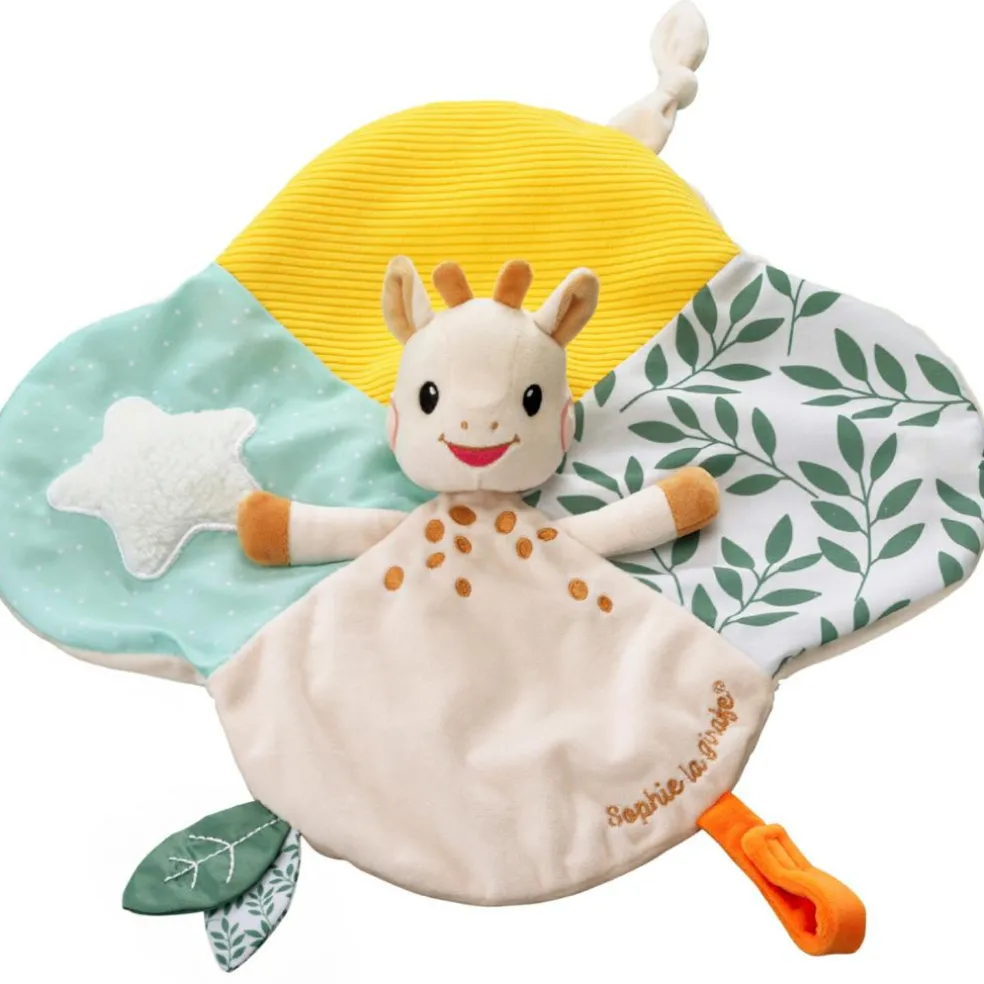 Doudou plat Sophie la girafe avec attache sucette