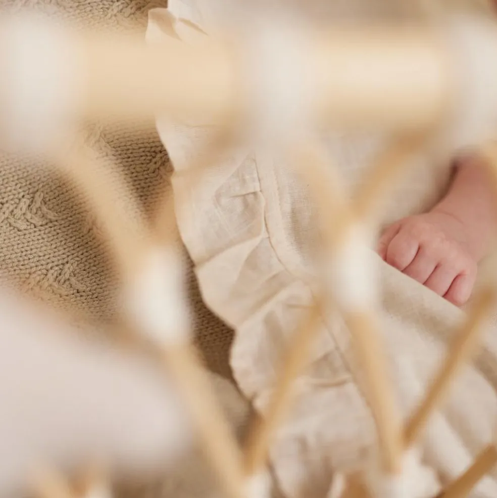 Drap de berceau en coton Ruffle Natural (75 x 100 cm)