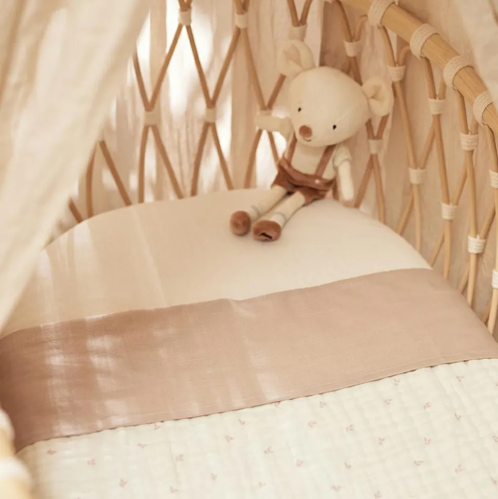 Drap de berceau en coton Slub Nougat (75 x 100 cm)