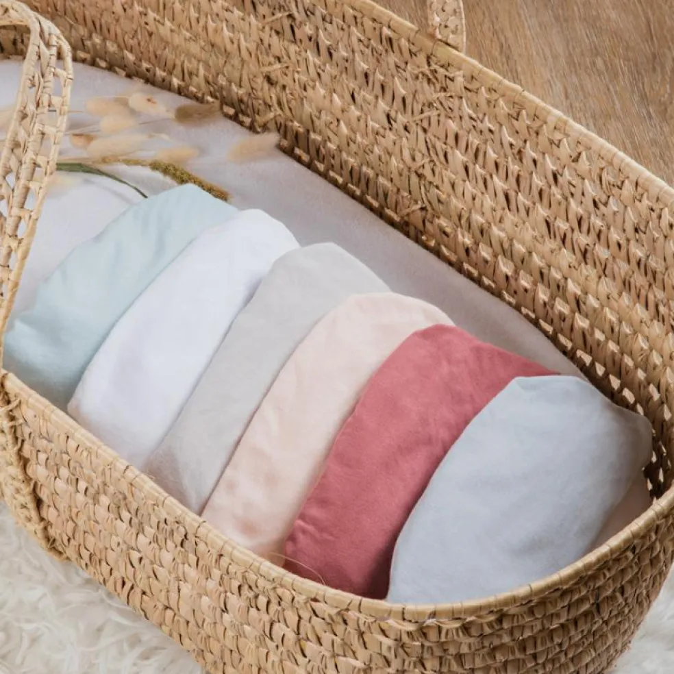 Drap housse de berceau en coton bio Blanc (30 x 76 cm)