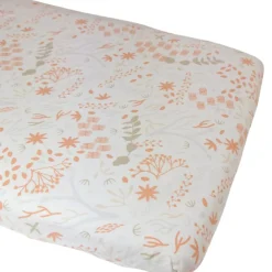 Drap housse en coton bio Yukari Peach (50 x 83 cm)