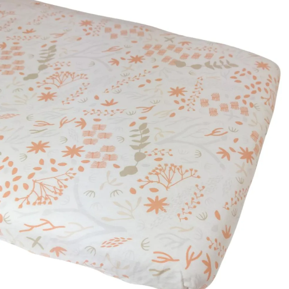 Drap housse en coton bio Yukari Peach (50 x 83 cm)
