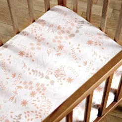 Drap housse en coton bio Yukari Peach (50 x 83 cm)