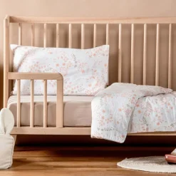 Drap housse en coton bio Yukari Peach (60 x 120 cm)