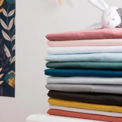 Drap housse en coton bio Bleu céladon (60 x 120 cm)