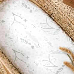 Drap housse en coton bio Yukari Tilleul pour landau (72 x 33 cm)