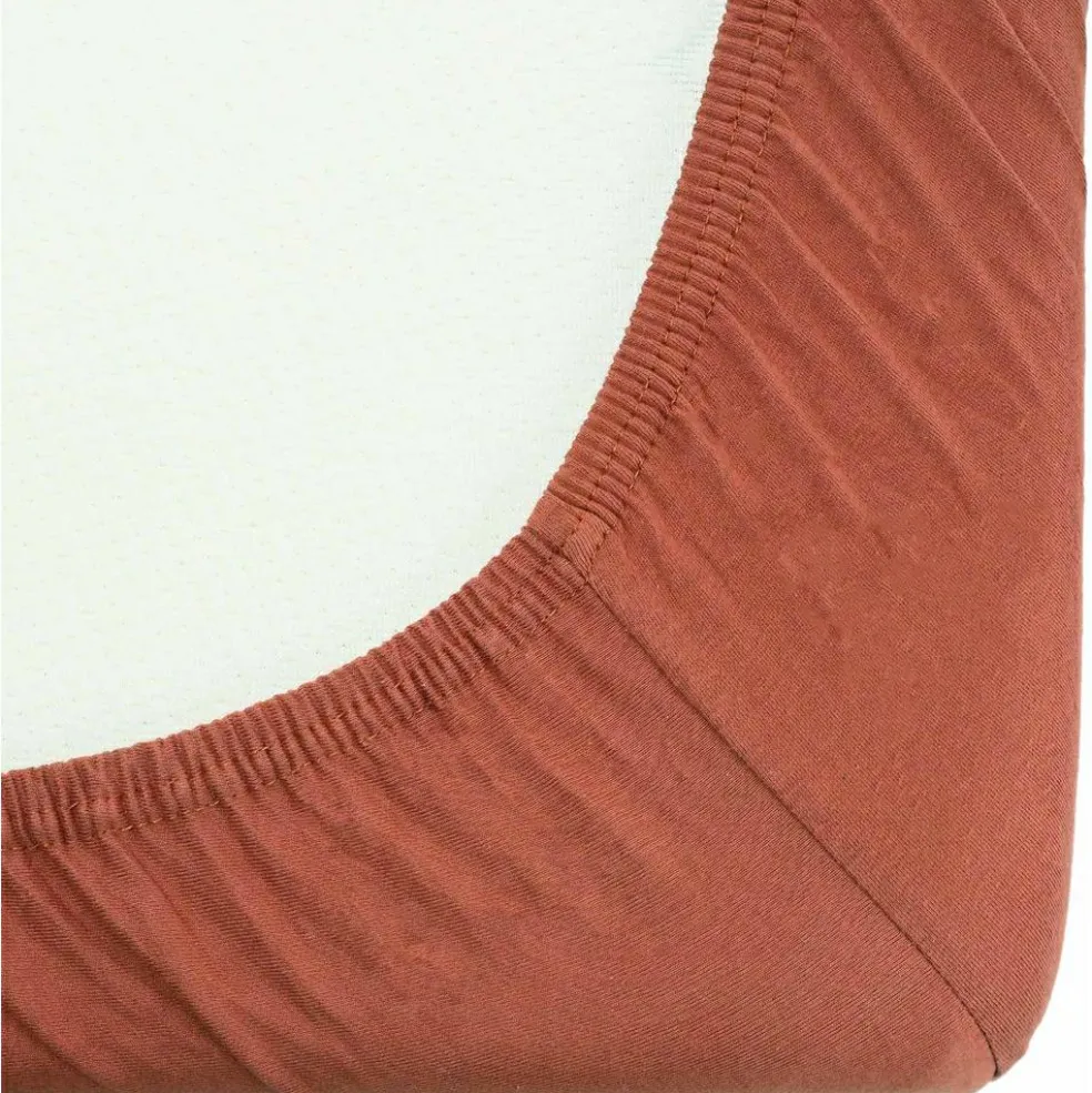 Drap housse en coton Terracotta (60 x 120 cm)
