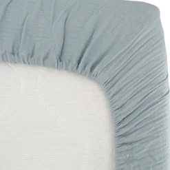 Drap housse en gaze de coton bleu vintage (70 x 140 cm)