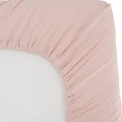 Drap housse en gaze de coton vieux rose (70 x 140 cm)