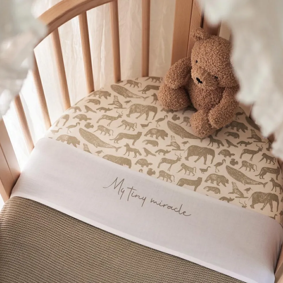 Drap housse en jersey Animals Olive Green (40 x 80 cm)