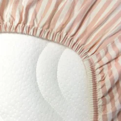 Drap housse percale de coton Rayé Peach (70 x 140 cm)