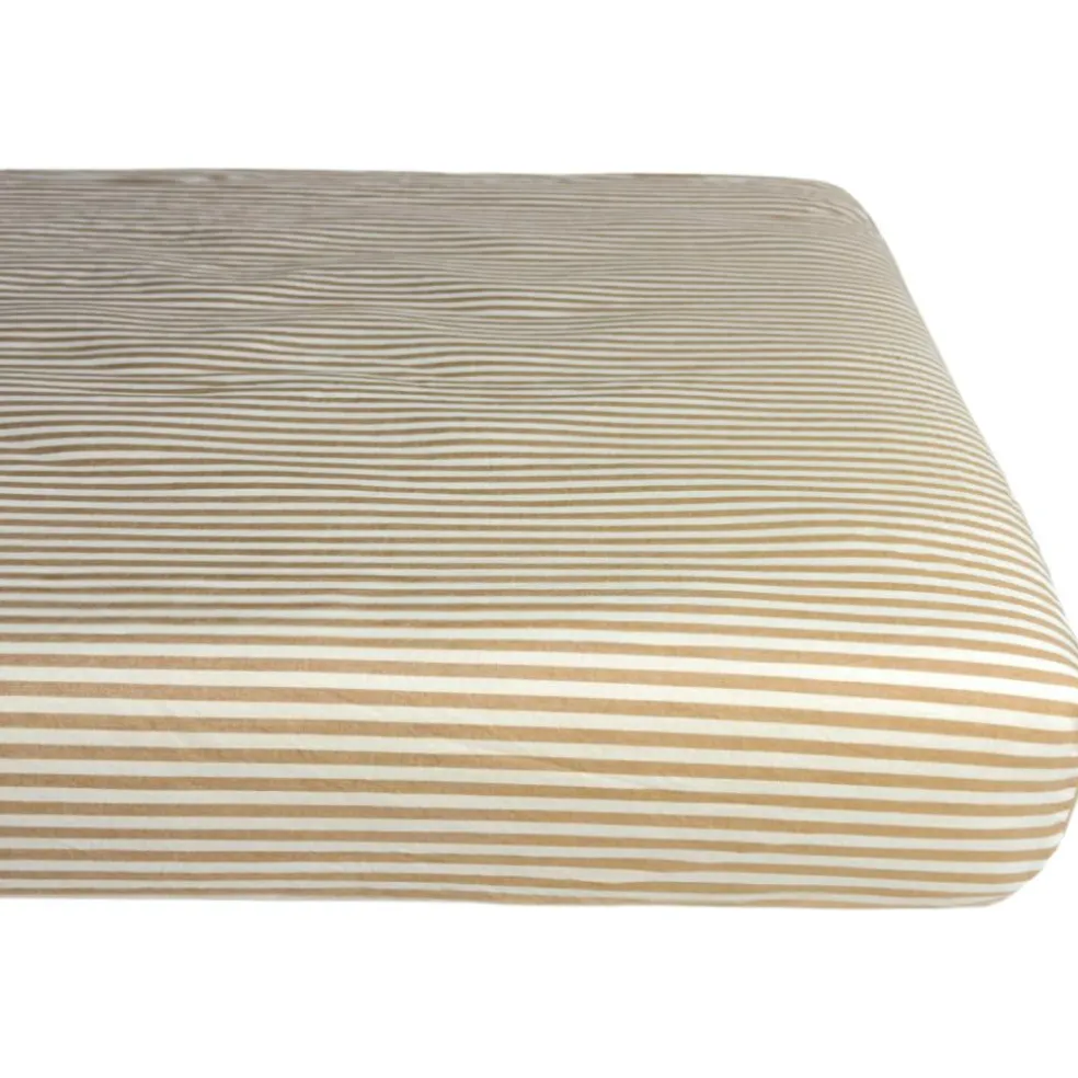 Drap housse percale de coton Rayé Ambre (60 x 120 cm)