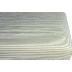 Drap housse percale de coton Rayé Tilleul (60 x 120 cm)