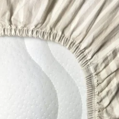 Drap housse percale de coton Rayé Lin (70 x 140 cm)