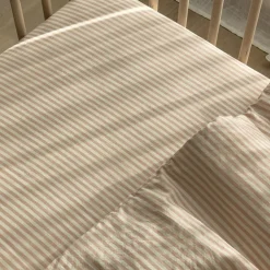Drap housse percale de coton Rayé Peach (60 x 120 cm)