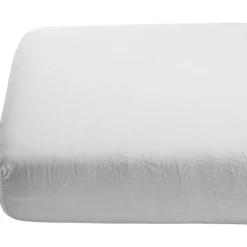 Drap housse satin de coton bio Blanc craie (60 x 120 cm)
